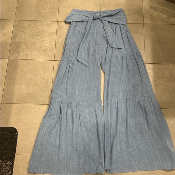 Free People Good Day Wide Leg Pants in Chambray - Picture 5 of 13